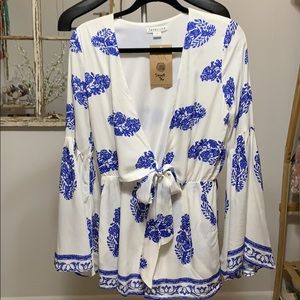 Blue and While Feather Romper